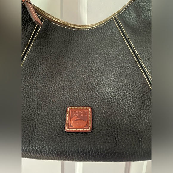 Vintage Y2K Dooney & Bourke Black Leather Hobo Handbag 2000s - Picture 3 of 15